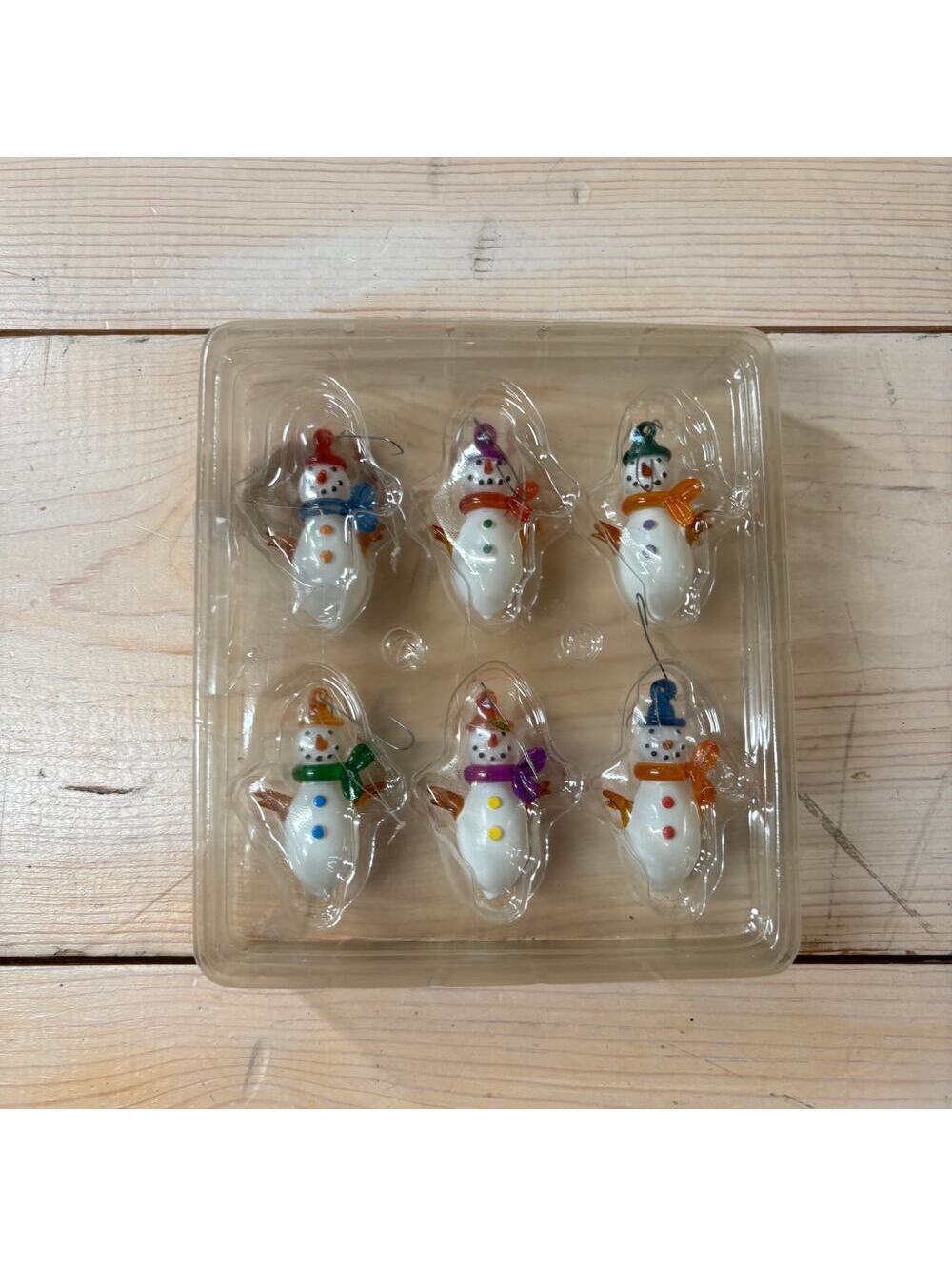 Silvestri Vintage EUC Blown Glass Snowmen Ornaments Set of 6